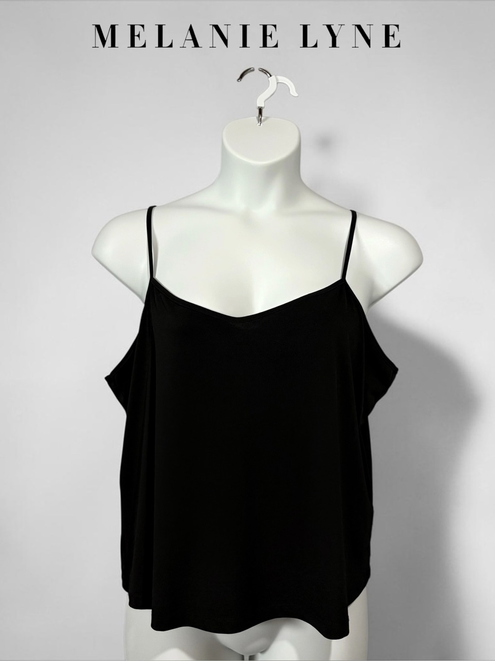 Melanie Lyne By Laura Plus, 2X, Black Cami Subtle Gold Shimmer Stretch Lined